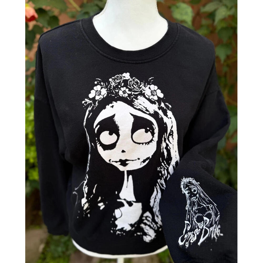 Corpse Bride Tim Burtons Black Cotton Long Sleeved Women’s Sweater Size M